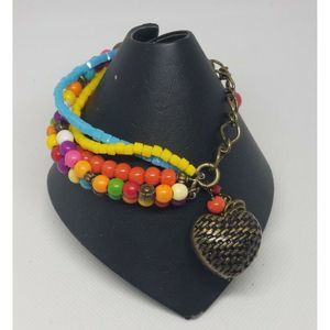 Boho bohemian gypsy hippie Heart Key bracelet